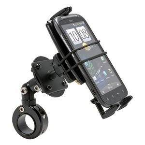 MC532-B 아콘 ARKON 프리미엄 슬림그립 오토바이/자전거 핸들바 스마트폰 거치대 - 1관절, 블랙 크롬, 직경 32mm 이하 핸들바, 모든 스마트폰 기종